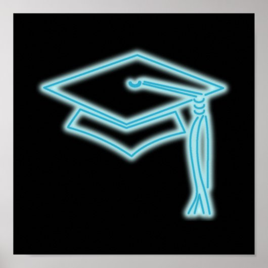 Poster bleu clair du Casquette Neon Grad (Devant)