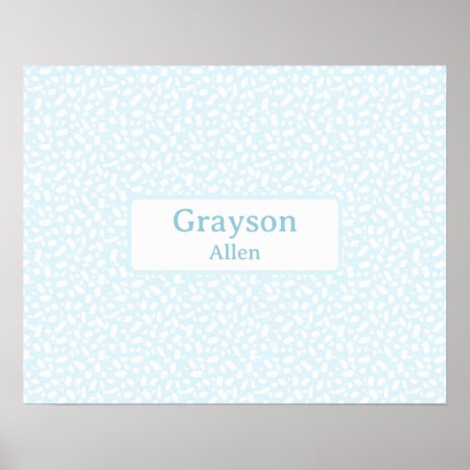 Poster Bleu clair Nom personnalisé Boy Nursery Décor (Devant)