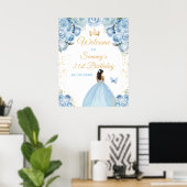 Poster Bleu clair Peau foncée Princesse (Bureau à domicile)
