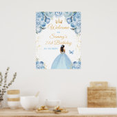 Poster Bleu clair Peau foncée Princesse (Cuisine)