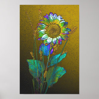 Poster bleu clair sur jaune