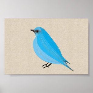 Poster Bleu clair Tanager d'oiseaux sur toile de lin