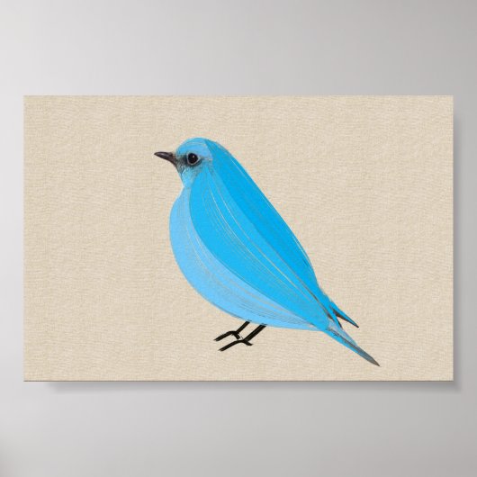 Poster Bleu clair Tanager d'oiseaux sur toile de lin (Devant)