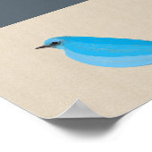 Poster Bleu clair Tanager d'oiseaux sur toile de lin (Coin)