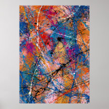 Bleu cobalt et orange, éclaboussure d'art expressi
