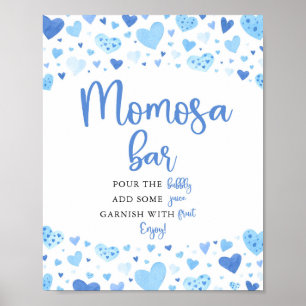 Poster Bleu Coeurs Saint Valentin Baby shower Momosa Bar