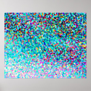 Poster Bleu coloré Multicolore Moderne Motif Abstrait