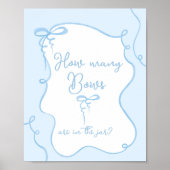 Poster Bleu Combien de vaches sont dans le baby shower de (Devant)