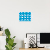 Poster Bleu, cool, moderne, triangles recouverts à la mod (Bureau à domicile)