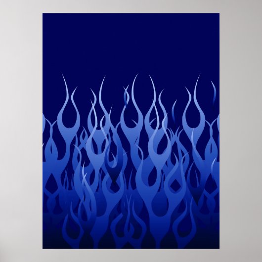 Poster Bleu cool sur Blue Racing Flames (Devant)