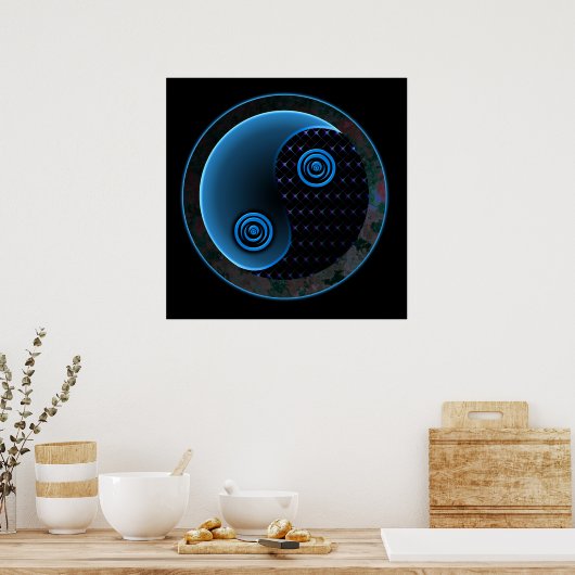 Poster Bleu cosmique Yin Yang (Cuisine)