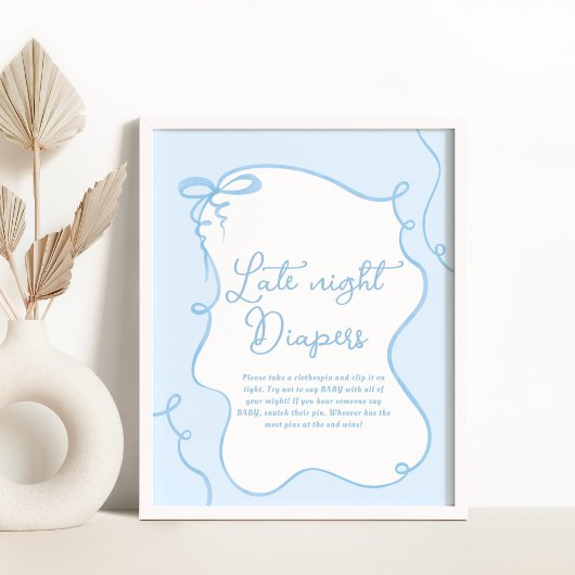 Poster Bleu dainty bow ondulé main dessinée Ne pas dire b