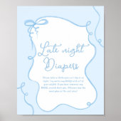 Poster Bleu dainty bow ondulé main dessinée Ne pas dire b (Devant)