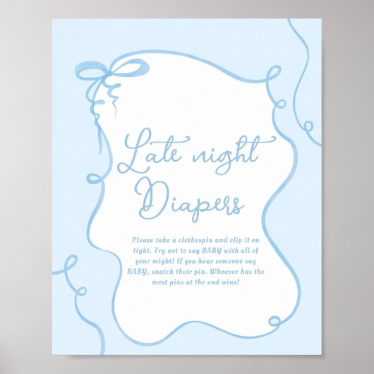 Poster Bleu dainty bow ondulé main dessinée Ne pas dire b (Devant)