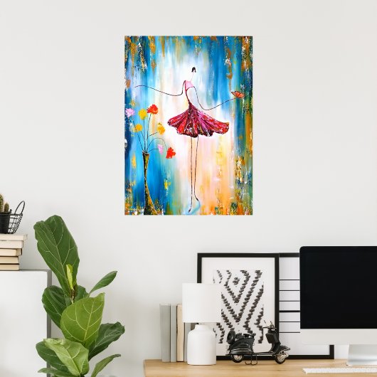 Poster bleu dame (Bureau à domicile)