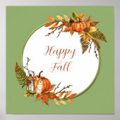 Poster Bleu d'automne et citrouille avec texte personnali (Devant)