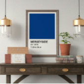 Poster Bleu de café Merseyside - Bordure blanche