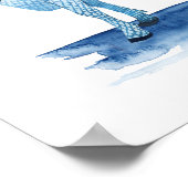 Poster Bleu de cobalt Animaux de ferme - Vache (Coin)