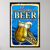 Poster Bleu de la bière Lager (Devant)