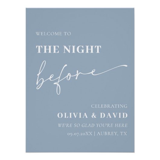 Poster Bleu de la Marine La Nuit Avant Le Dîner De Répéti (Devant)