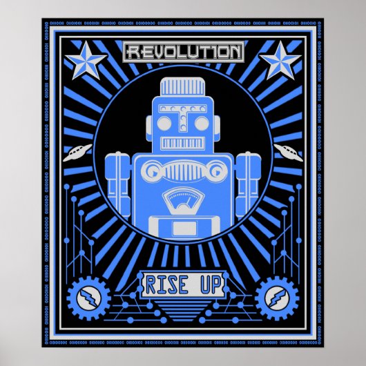 Poster Bleu de la révolution robotique (Devant)