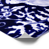 Poster Bleu de marine classique, Oiseaux de lapin blanc D (Coin)