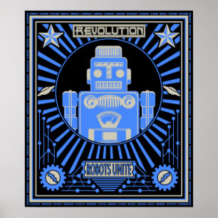 Poster Bleu de révolte de robot