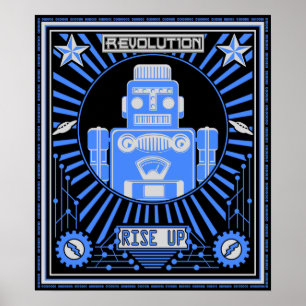 Poster Bleu de révolution de robot