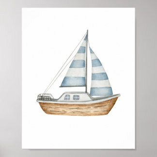 Poster bleu de voilier