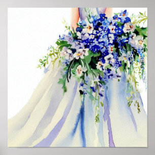 Poster Bleu délicat, Bouquet en cascade nuptiale 2,