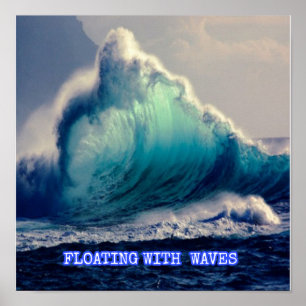 Poster Bleu des vagues océaniques 1.