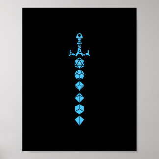 Poster Bleu Dice épée du Paladin