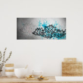 Poster Bleu d'impression de la rase (Cuisine)