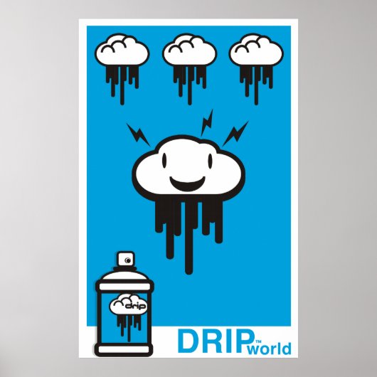 Poster Bleu du monde de goutte (Devant)