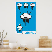 Poster Bleu du monde de goutte (Cuisine)
