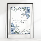 Poster Bleu Duisier Fleurs Roses Mariage L'amour est doux