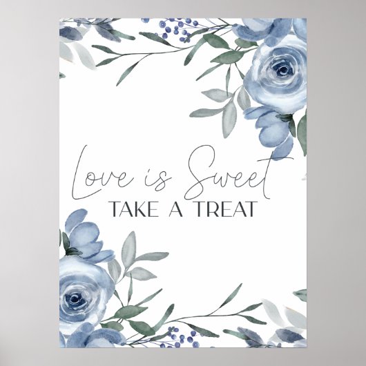 Poster Bleu Duisier Fleurs Roses Mariage L'amour est doux (Devant)