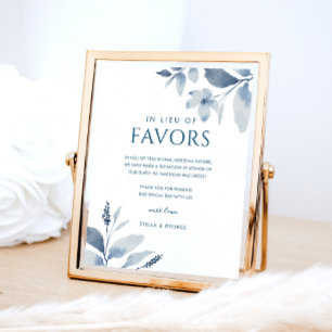 Poster Bleu Dusty Aquarelle Floral Mariage signe de don