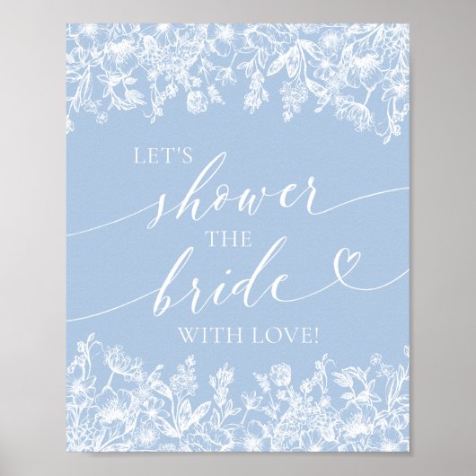 Poster Bleu Dusty Douchons la mariée avec signe d'amour (Devant)