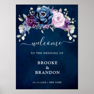 Poster Bleu Dusty Lilac Blooms Mariage Bienvenue Pos