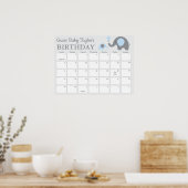 Poster Bleu éléphant Baby Calendrier de prédiction d'anni (Cuisine)
