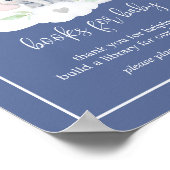 Poster Bleu éléphant Baby shower Signe Livres pour bébé (Coin)