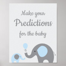 Bleu éléphant prédictions pour bébé signe