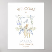 Poster Bleu En vichy Peter le Baby shower Rabbit MUTED BL (Devant)
