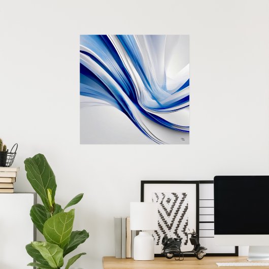 Poster Bleu et blanc (Bureau à domicile)