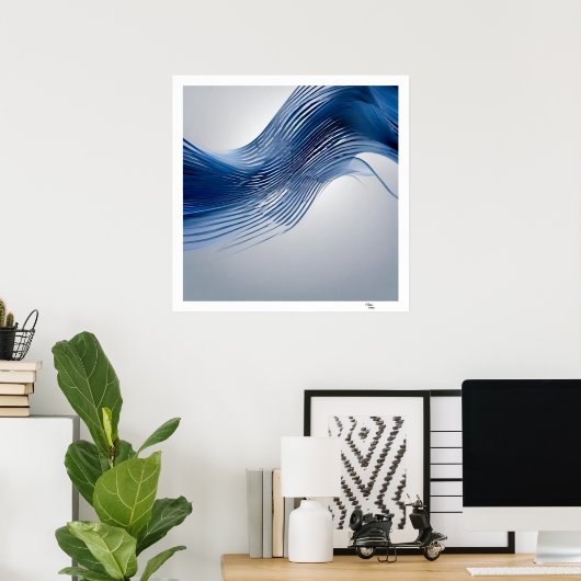 Poster Bleu et blanc (Bureau à domicile)