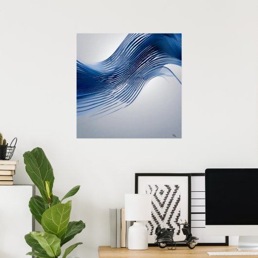 Poster Bleu et blanc (Bureau à domicile)