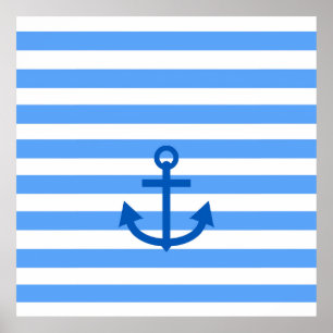 Poster Bleu et blanc Ancre