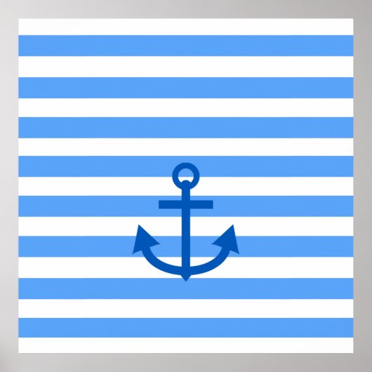 Poster Bleu et blanc Ancre (Devant)