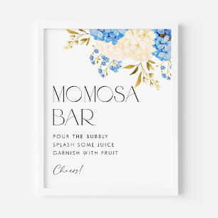 Poster Bleu et blanc Baby shower Mimosa Bar